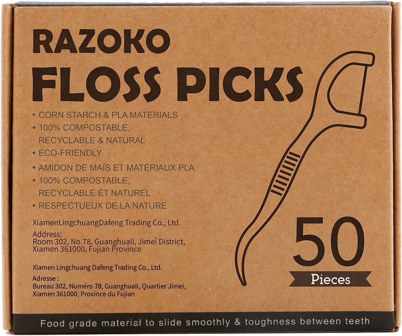 Natural Dental Floss Picks High Toughness Charcoal Toothpicks Sticks-Vegan,Eco-Friendly Sustainable Flossers for Teeth Cleaning (200 Count)