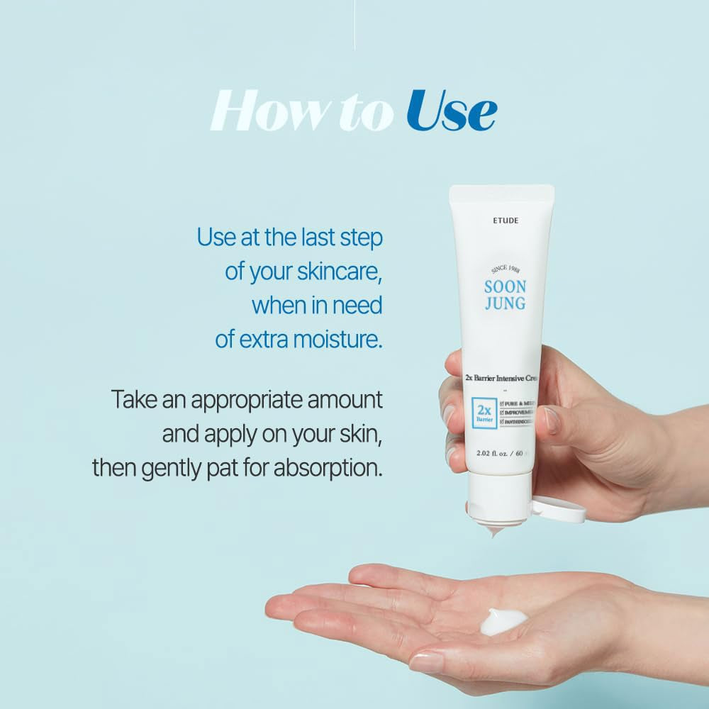 Soonjung 2X Barrier Intensive Cream Original, Face Moisturizer, Shea Butter Hydrating Facial Cream for Sensitive Skin, Water-Oil Balance & Panthenol, Korean Skin Care (2.02 Fl Oz)
