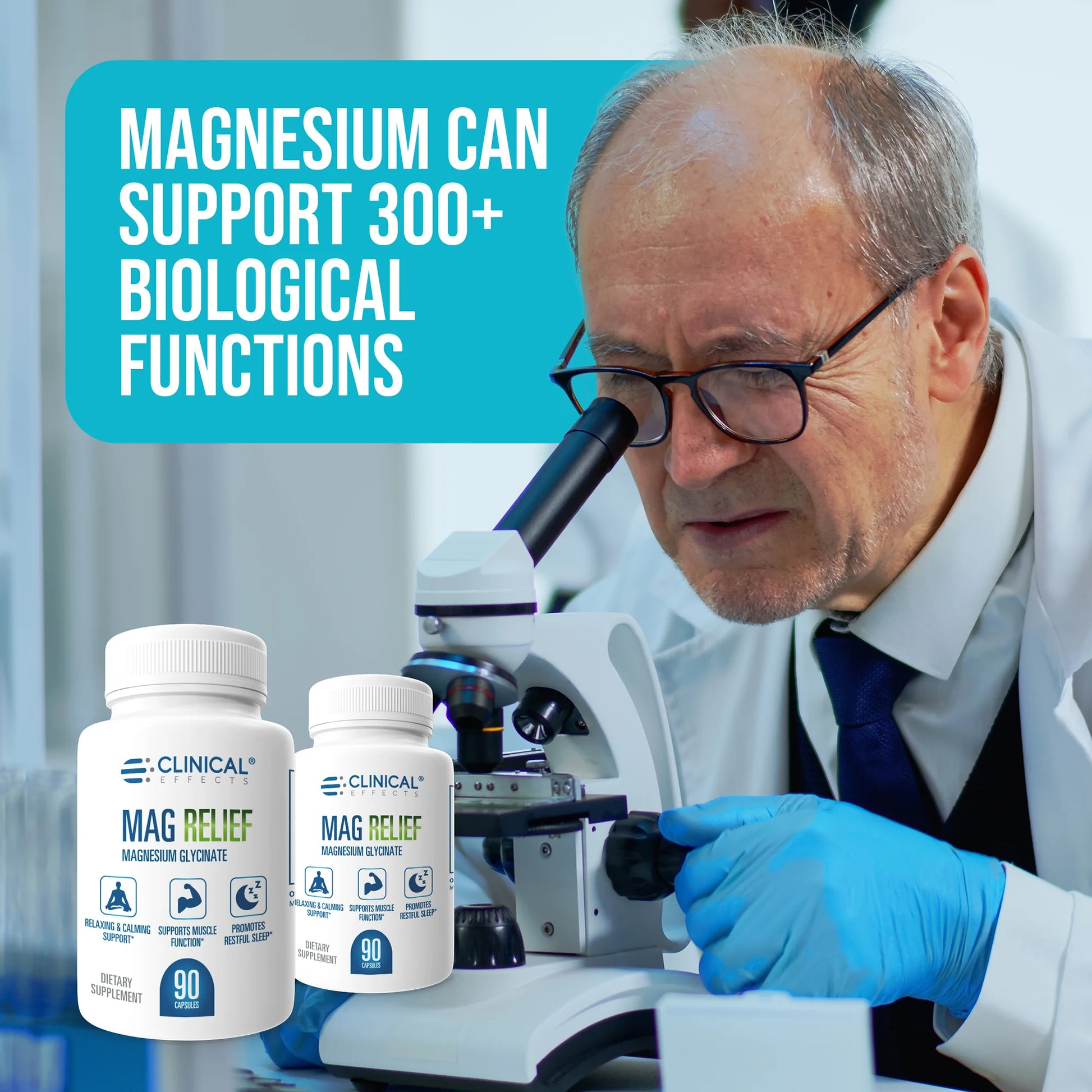 Mag Relief Magnesium Supplement - 275Mg Magnesium Glycinate Capsules - 90 Magnesium Capsules - Highly Absorbable Magnesium for Health Support - USA Made