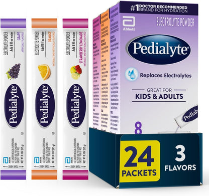 Electrolyte Powder | Hydration Drink for Kids & Adults | Variety Pack: Grape, Strawberry Lemonade, and Orange, 24 Powder Packets