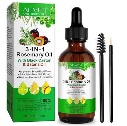 Jamaican Black Castor Oil + Rosemary Oil+ Batana Oil (3 in 1) ORGANIC 100%