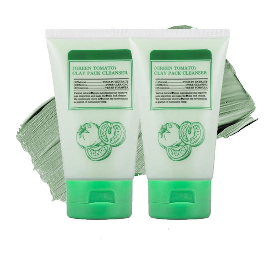 Green Tomato Clay Mask, Korean Green Tomato Clay Mask, Green Tomato Clay Pack Cleanser (2PCS)