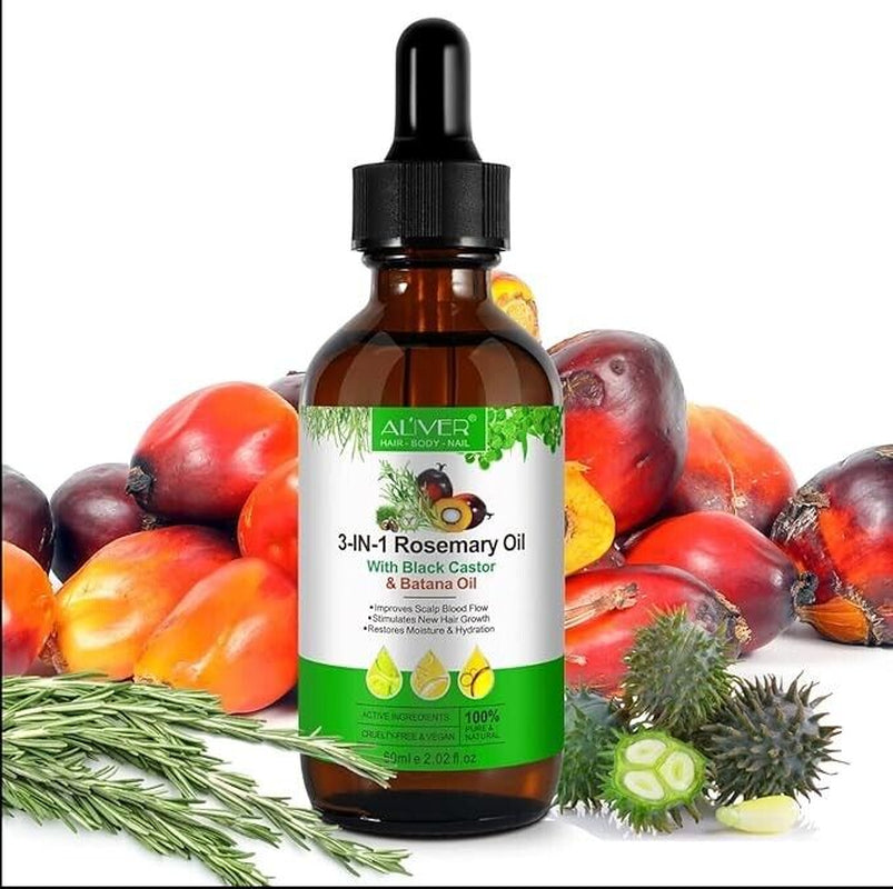 Jamaican Black Castor Oil + Rosemary Oil+ Batana Oil (3 in 1) ORGANIC 100%