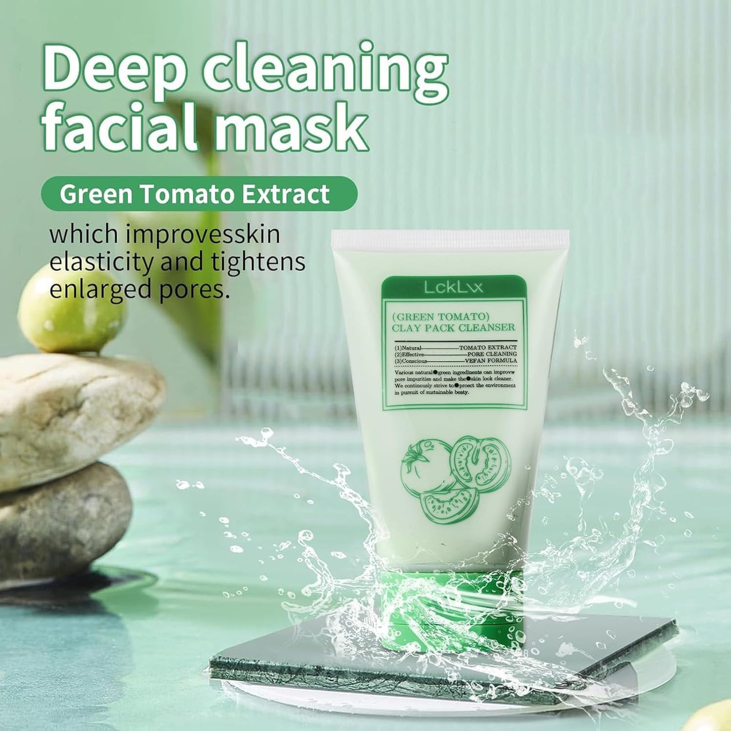 Green Tomato Clay Mask, Korean Green Tomato Clay Mask, Green Tomato Clay Pack Cleanser (2PCS)