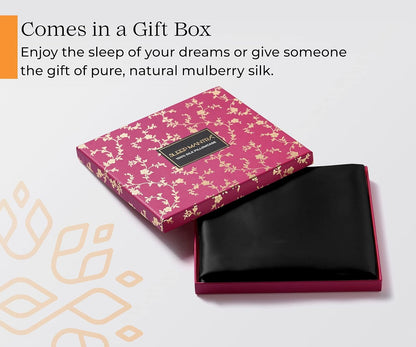 100% Mulberry Silk Pillowcase for Hair and Skin Health, Hidden Zipper, 22 Momme, Both Sides Smooth, Breathable and Natural, Machine Washable, (Standard, Black)