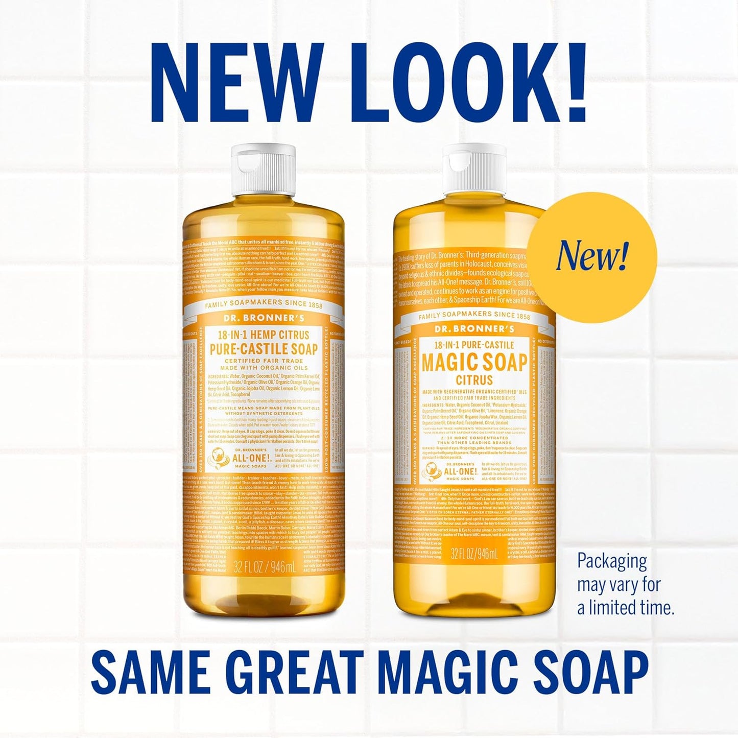 Magic Soap-Pure-Castile Liquid Soap (Citrus, 32 Ounce, 2-Pack)-Regenerative Organic Certified Oils, 18-In-1 Uses: Body, Hair, Laundry, Pets & Dishes, Concentrated, Vegan, Non-Gmo