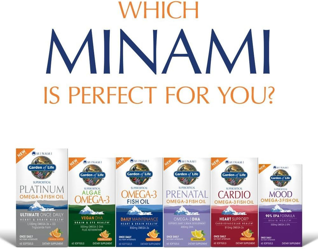 Fish Oil Omega 3 EPA/DHA for Natural Brain Function, Heart & Mood, 850Mg Fatty Acid Supplements, Minami - Orange Flavor Ultimate Once Daily, 60 Softgels | Two Month Supply, Gluten Free