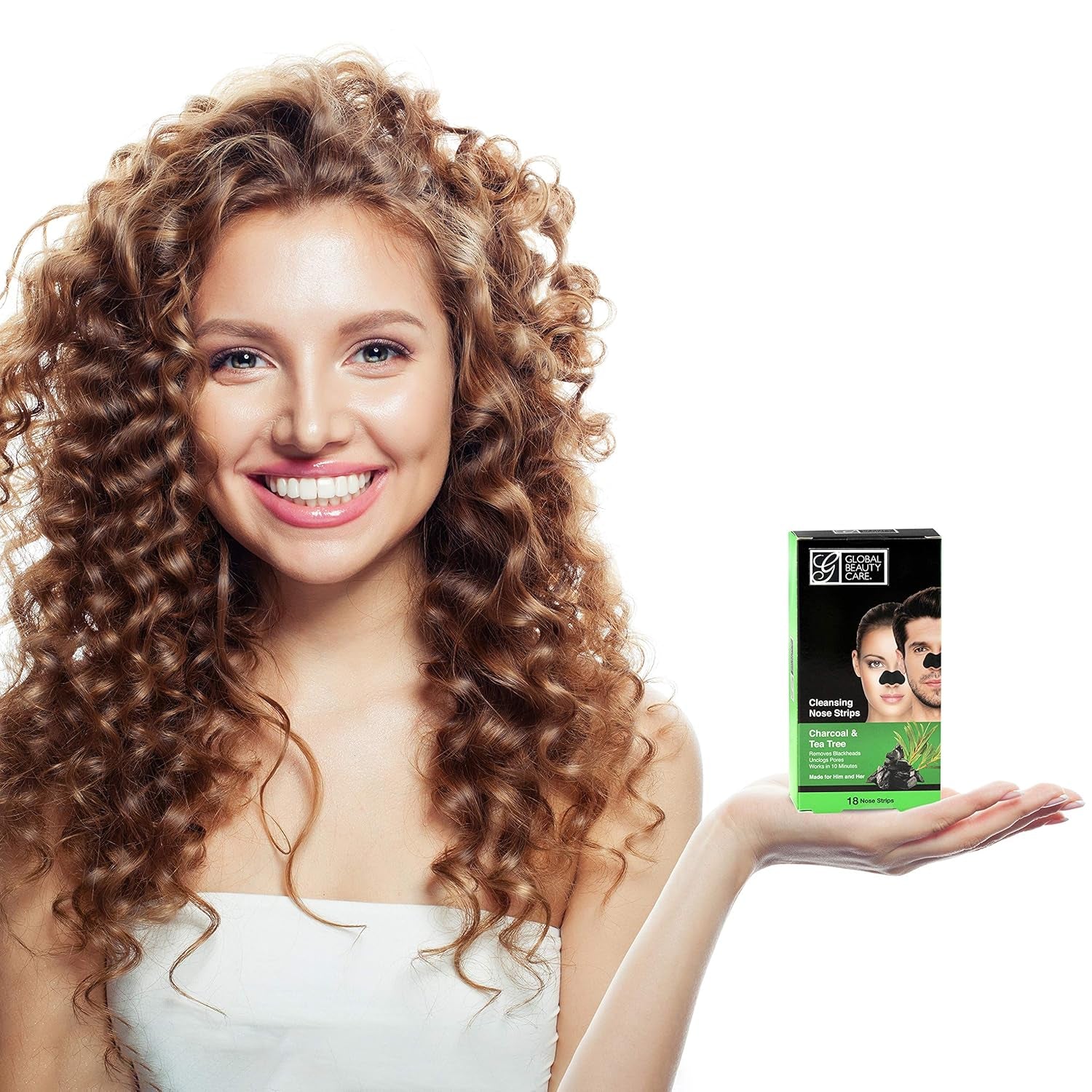 18 Nose Cleansing Strips of Activated Charcoal & Tea Tree Nose Strips for Blackheads Removal Charcoal Blackhead Remover Strips - 18 Ct