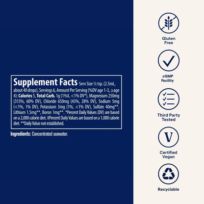 Concentrace Trace Mineral Drops | Supports Energy, Digestion, Bone Health & Hydration, 70+ Ionic  W/Magnesium, Chloride & Potassium | Keto, Vegan & Non-Gmo | 6 Servings