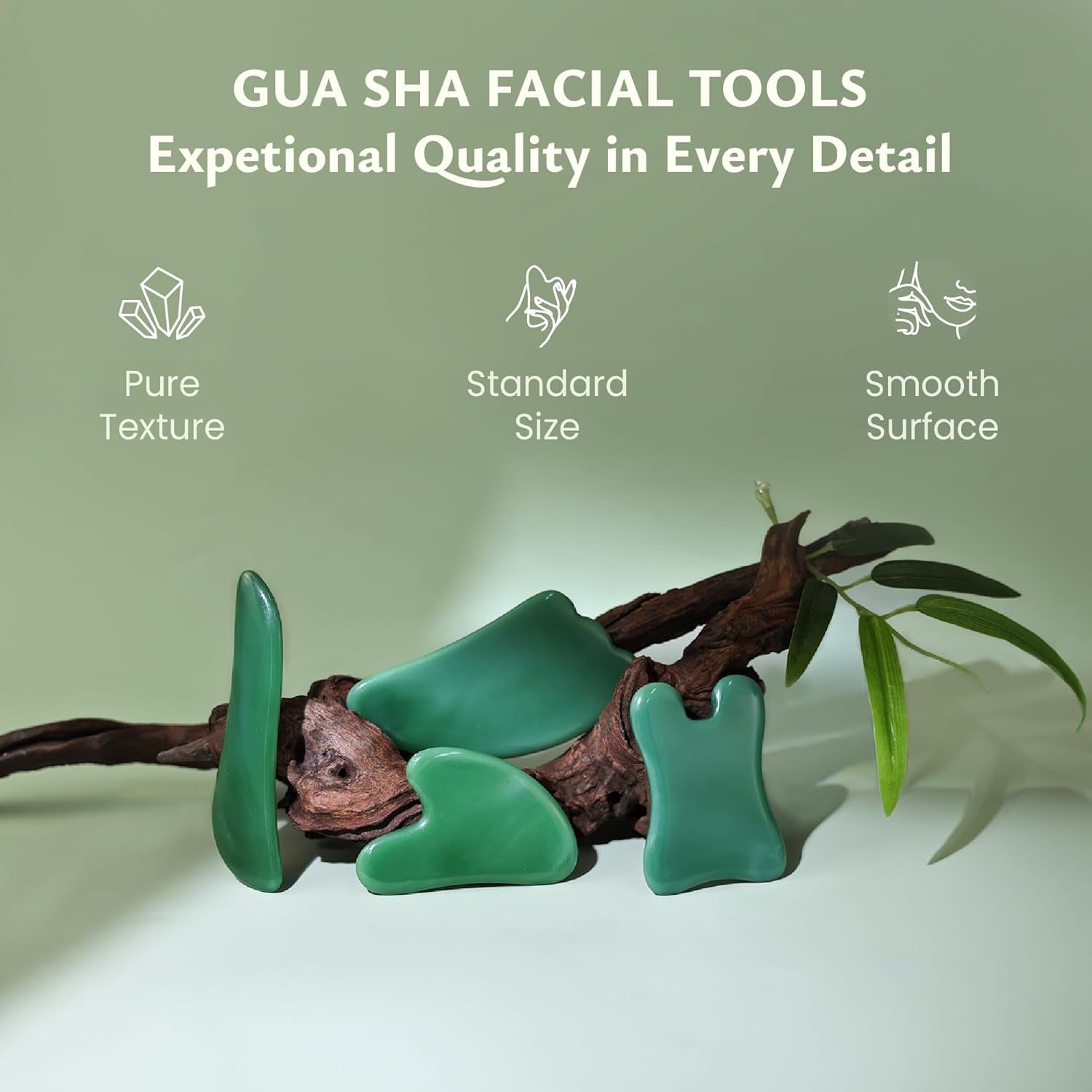 Guasha Massage Tool, 4 Pcs Gua Sha Facial Tool, Guasha Board for SPA Acupuncture Therapy Trigger Point Treatment, Gua Sha Scraping Massage Tool（Green）