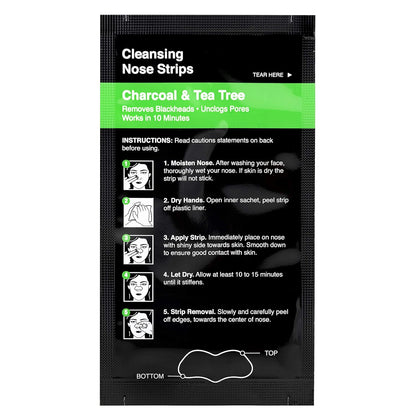 18 Nose Cleansing Strips of Activated Charcoal & Tea Tree Nose Strips for Blackheads Removal Charcoal Blackhead Remover Strips - 18 Ct
