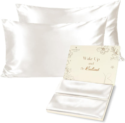 Satin Pillowcase, Silk Pillow Cases for Hair and Skin with Zipper, Queen Pillow Cases Set of 2 for 20"X30", Exquisite Packaging for Women Men