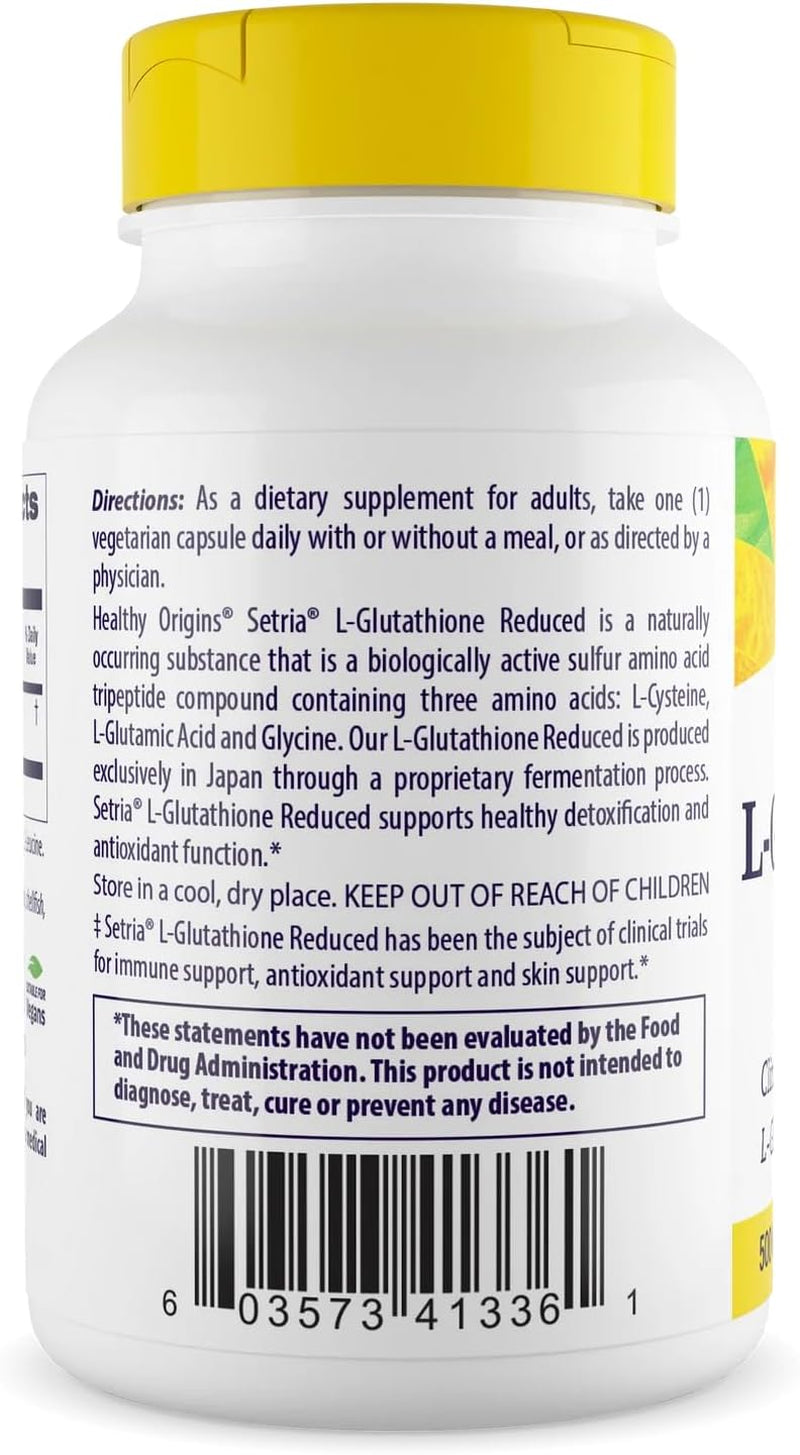 L-Glutathione 500 Mg (Setria, Non-Gmo, Gluten Free, Antioxidant, Immune Support, Skin Support), 150 Veggie Caps