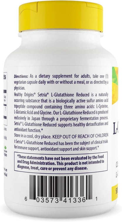 L-Glutathione 500 Mg (Setria, Non-Gmo, Gluten Free, Antioxidant, Immune Support, Skin Support), 150 Veggie Caps